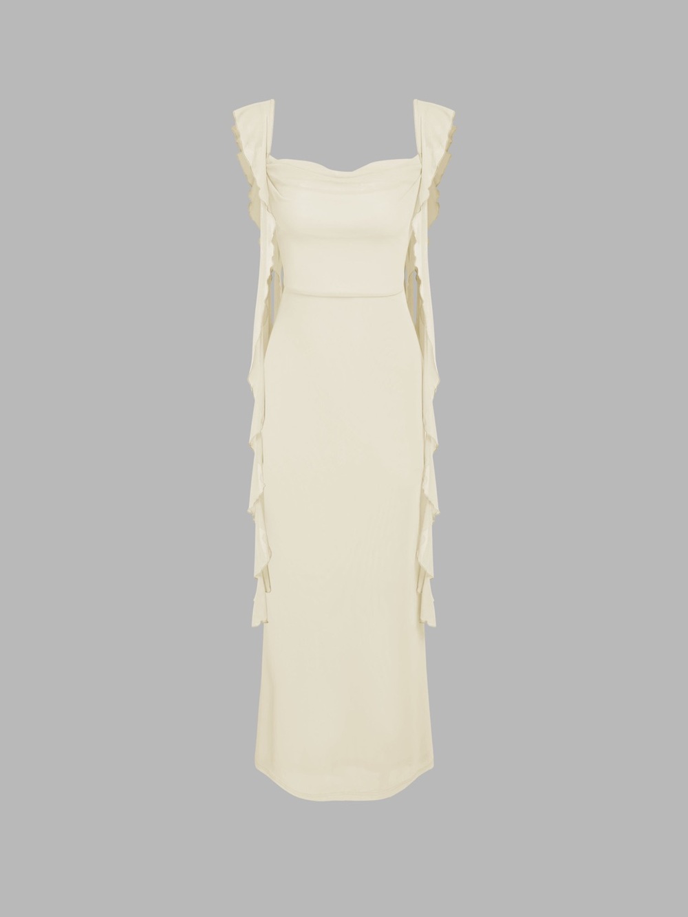 Cider Cream Ruffle-Trim Maxi Dress
